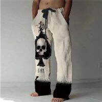 Skull Print Pattern Men Daily Outside Take Handsome Street Style Loose Casual Pants S-3XL