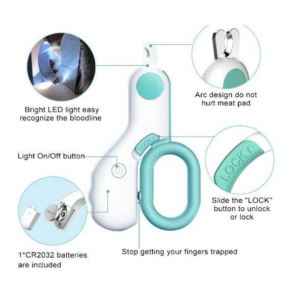 พร้อมส่ง-mini-led-nail-clipper-กรรไกรตัดเล็บสัตว์เลี้ยง-มีไฟ-led-น้ำหนักเบา-พกพาง่าย