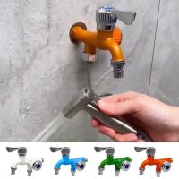 Double Outlet Interface Faucet Dual Control Adjustable Water Tap Home Bathroom Plastic Faucet Hose Irrigation Quick Connector