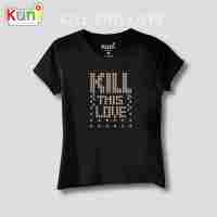 KUNI#K70 เสื้อยืดผู้หญิงสวยๆ  KILL THIS LOVE SILVER STUD T-SHIRT kunibrand เสื้อยืดแต่งเพชร สตรี วิบวับ by Kunibrand