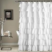 Bathroom Bath Decor Shower Curtain Home Supplies Solid White With Hooks