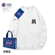 MLB B NY Áo Len Nam quần áo màu trắng rộng cotton nguyên chất mùa xuân và