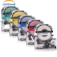 【Must-have】 Unismar 5PCS SS12KW SC12RW SC12YW SC12BW เทปสำหรับ Epson LabelWorks LW-300 LW-400 LW-500 LW-600P LW-700