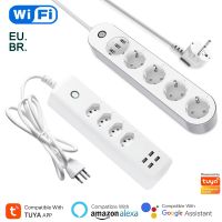 Tuya Smart WiFi Power Strip BR/EU Socket With USB Ports APP Remote Timing Control Brazil Outlets Works With Alexa Google Home Ratchets Sockets