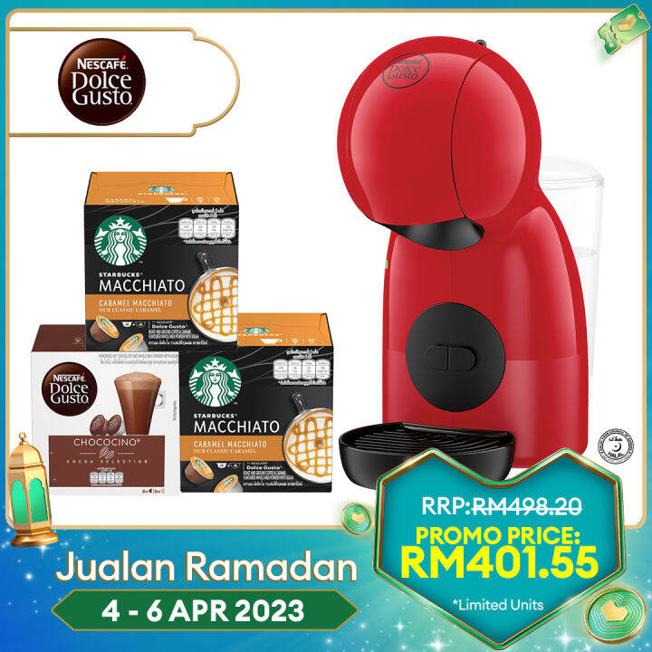 [Exclusive Set] NESCAFÉ® Dolce Gusto® RED Piccolo XS Coffee Machine + [Pack of 3] NESCAFÉ® Dolce