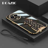 ROAZIC เคสมือจับสำหรับโทรศัพท์มือถือหมีสำหรับ Realme 11 5G/Realme 11X 5G พร้อมสายคล้องเคสซิลิโคนนิ่มที่ยึดด้านหลังกันกระแทก