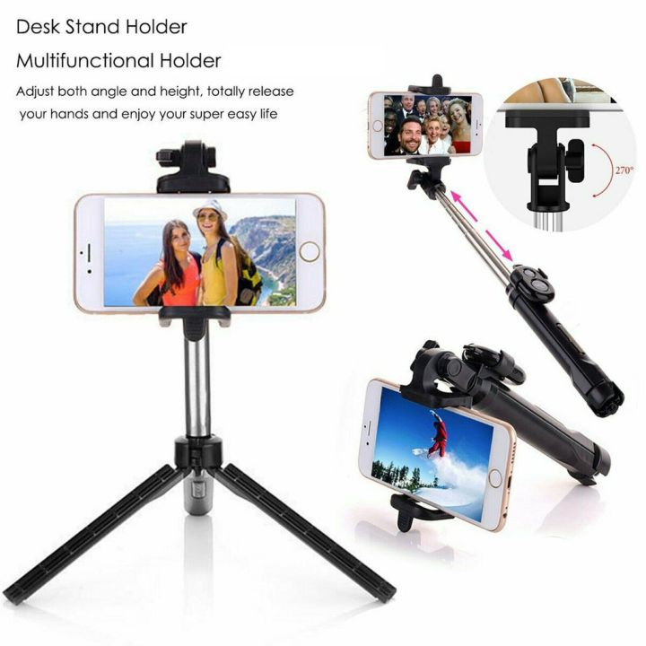 ไม้เซลฟี่-extendable-handheld-selfie-stick-bluetooth-remote-3-in-1-ขาตั้งกล้องมือถือเซลฟี่แบบบลูทูธ-ชุด-ขาตั้งกล่องเซลฟี่-พร้อมรีโมทบลูทูธในตัว-หัวต่อมือถือ