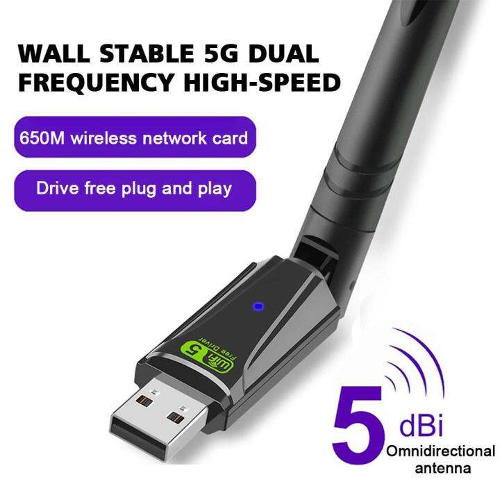 650Mbps USB WiFi Adapter Receiver External Antenna Dual Band 2.4GHz