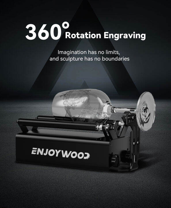 enjoywood-r3โปร360-เครื่องแกะสลักเลเซอร์แบบหมุนโรตารี่เลเซอร์ลูกกลิ้ง4แกนหมุน-y-ลูกกลิ้งหมุนพร้อมโมดูลรองรับและเสาต่อสำหรับเครื่องแกะสลักเลเซอร์