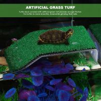 Lawn Turtle Basking Platform Turtle Resting Basking Platform, Simulation Grass Turtle Ramp for Turtle Tank, Reptile