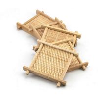 Tea Accessories Coffee Cups Drinks Tools Bamboo Cup Mat Mug Pads Table Placemats Coaster 4 Pcs Handmade Kitchen Product