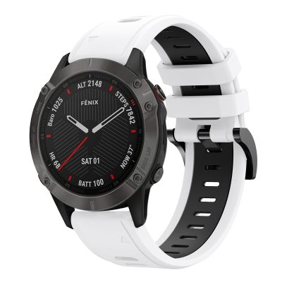 สำหรับ Garmin Fenix 6 Sapphire GPS 22Mm สายนาฬิกาข้อมือซิลิโคนกีฬาสองสี (สีขาว + สีดำ) (ขายเอง)