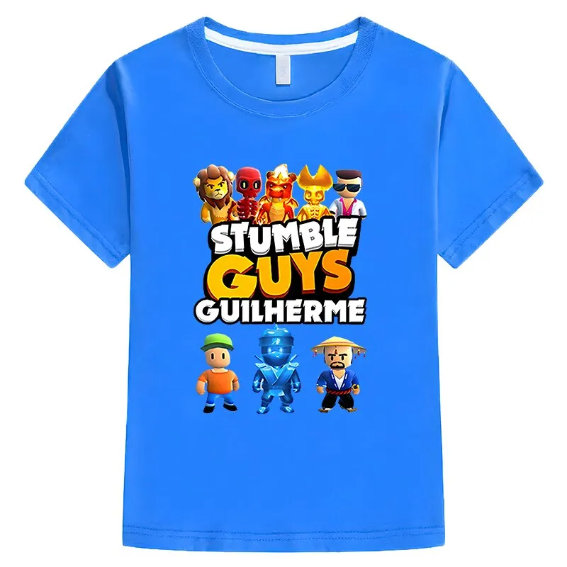 Stumble Guys boys 100%Cotton Print T-shirt y2k one piece Kawaii