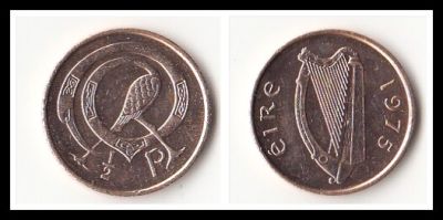 ไอร์แลนด์เหรียญ1/2เพนนีแบบยุโรปใหม่เหรียญที่ระลึกรุ่น100% หายากจริงในสหภาพยุโรปแบบสุ่มปี
