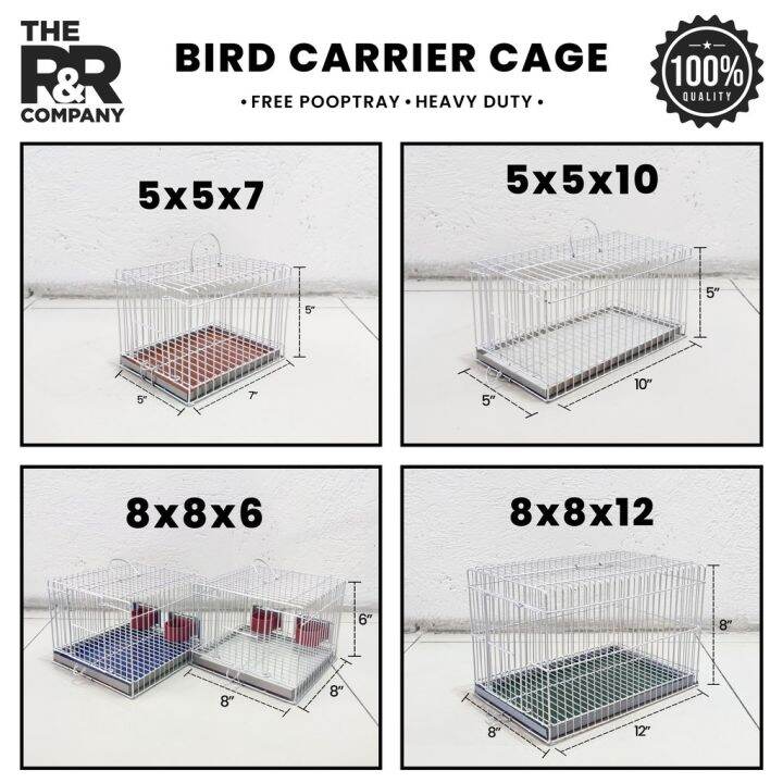 Bird Cage Carrier Metal with poop tray 5x7 5x10 8x8 8x12 for All Bird African Lovebirds Parakeet