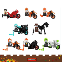 WUHUI 8ชิ้นผีไรเดอร์รถจักรยานยนต์รถม้า Minifigures ของเล่นอาคารชุดของเล่นอาคารอิฐบล็อกอาคารเด็กของเล่นของเล่นสำหรับหนุ่มๆสาวๆเข้ากันได้กับทุกยี่ห้อ