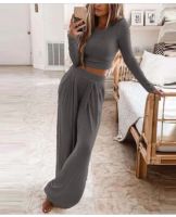 【DT】hot！ Womens Ladies Loungewear  2pcs Soft Top Bottoms Set Tracksuit Outfits