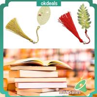 OKDEALS พร้อมพู่ห้อย บุ๊คมาร์คหลอดเลือดดำใบ ทองเหลืองเบิ้ล เป็นรูกลวง ที่คั่นหนังสือทองเหลือง ที่มีคุณภาพสูง เครื่องหมายการแบ่งหน้า ครูนักเรียน