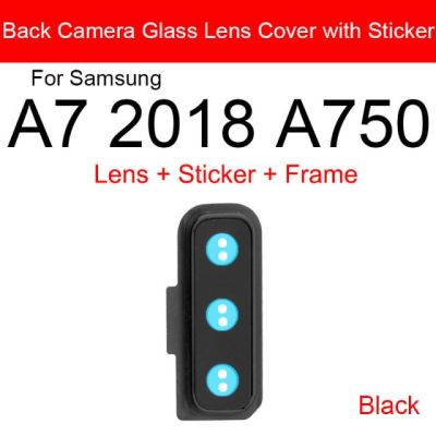 กลับเลนส์กล้องด้านหลังที่มีสติกเกอร์สำหรับ S Amsung G Alaxy A7 A750กล้องฝาครอบแก้วที่วางกรอบอะไหล่ซ่อมเปลี่ยน
