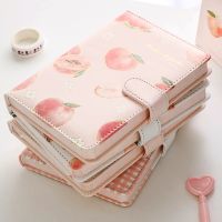 [Hagoya Stationery Stor] A6ปิดแม่เหล็กสมุดโน้ตธรรมดา Peach Leatherette Blank Diary Colorful Journal