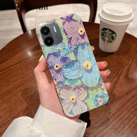 เคสโทรศัพท์ใหม่สำหรับ Redmi A2 A1 ฝา สีฟ้าอ่อนภาพสีน้ำมันดอกไม้ป้องกันการกระแทกซิลิโคนสำหรับ Xiaomi Redmi A2 A1 เคส