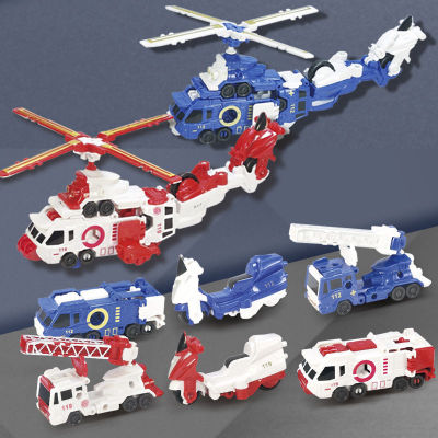 Childrens Transformer Toy Boy Fire Truck Police Car Military Suit Combination Aircraft Model Robot Toy