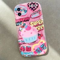 เคสสำหรับ iPhone 14 13 12 11 Pro Max X XR Xs Max 8 7 6S Plus SE 2020หวานน่ารักพร้อมกรอบ3D หยักโค้งเคส TPU นิ่ม