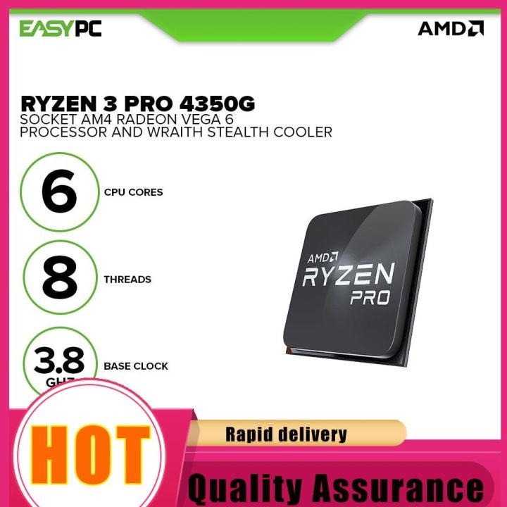 EasyPC AMD Ryzen 3 Pro 4350G Socket Desktop Processor Am4 3.5ghz