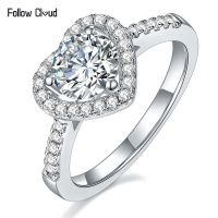 Follow 1CT แหวนตัด Moissanite ผู้หญิง,แหวนแหวนแต่งงานชุบเงิน925