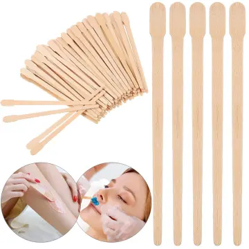 100Pcs Wood Wax Spatulas Waxing Applicator Sticks Thin Head Eyebrow Wax  Sticks for Legs Home Use Salon Supply Body Hair Removal