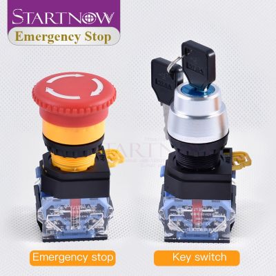 Red Mushroom Cap Emergency Stop Switch Key Switch DPST N/C Push Button Switch 440V AC15 10A DC13 For Laser Cutting Machine