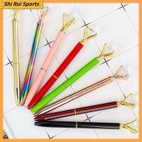 SHIRUI 5Pcs คริสตัลเพชรคริสตัล ปากกาลูกลื่น หลากสี เครื่องเขียนอุปกรณ์เครื่องเขียน ปากกาสำหรับเขียน คุณภาพสูงมาก บลิง ออฟฟิศสำหรับทำงาน