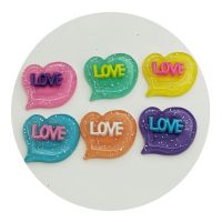 เรซิ่น Glitter LOVE หัวใจที่ตกแต่งเรซิ่นหัตถกรรม Flatback Cabochon Scrapbooking สำหรับ Diy ผมโบว์หัตถกรรมอุปกรณ์ตกแต่ง