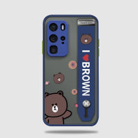 (With Wristband) For Huawei P40 P40 Pro P40 Pro Plus P40 Pro+ Cartoon Cute Bear Case Shockproof Frosted Back Full Lens Protection Phone Cover Case For