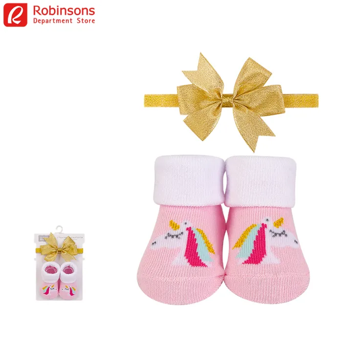 Hudson Baby Headband & Sock Set Unicorn (Pink) Lazada PH