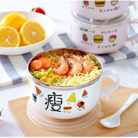 ♛❦ Stainless steel Korean instant noodle bowl cartoon pattern with lid insulated lunch box preservation round large capacity lunch