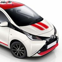 ตัวติดฝากระโปรงรถยนต์ลายทางแนวสปอร์ตแข่ง1ชุดแต่งรถสำหรับ Toyota AYGO อุปกรณ์เสริมฝากระโปรงรถยนต์สติกเกอร์ไวนิลสำหรับตกแต่งฝาปิดเครื่องยนต์