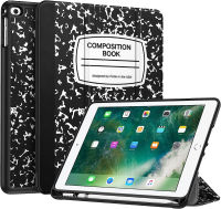 Fintie SlimShell Case for iPad 6th Generation 2018 / iPad 5th Gen 2017/ iPad Air 2 / iPad Air - [Built-in Pencil Holder] Soft TPU Back Cover w/Auto Wake Sleep for iPad 9.7", Composition Book ZA-Composition Book Black