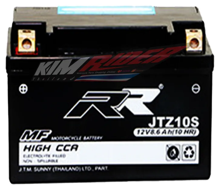 แบตตอรี่-rr-แบตเตอรี่แห้ง-แบตมอเตอร์ไซต์-พร้อมใช้-jtz-10s-12v-8-6ah-สำหรับ-mt07-09-r1-yzf-r6-gpx-cr5-gsx-r1000-cb-cbr500-650-cbr1000rr-cbr650f-cbr-500x-benelli-600i-bmw-g650x-s1000r-s1000rr-dwaฑ