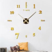 ZZOOI Large Quartz Wall Clock DIY Modern Design 3D Wall Sticker Watch Acrylic Mirror Mechanism Stickers Home Living Room Decoration