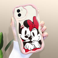 Casing Ponsel สำหรับ Vivo Y01A Y01 Y15S Y15A Y15C Y16มิกกี้น่ารักปลอกเนื้อครีมขอบลอนเคสโทรศัพท์เคสซิลิโคนแบบนิ่ม