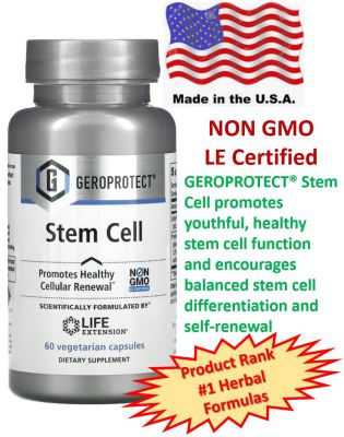 อาหารเสริม สเต็มเซลล์ สนับสนุนการสร้างเซลล์ใหม่, Life Extension, GEROPROTECT, Stem Cell, 60 Vegetarian Capsules.