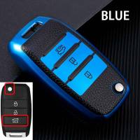 3 Buttons TPU+Leather Car Key Case For Kia Rio 3 K2 Ceed Cerato K3 Sportage 4 Picanto K5 Optima Sorento Forte Stinger 2017 2018