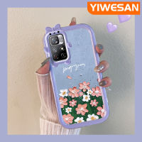 YIWESAN เคสสำหรับ Xiaomi Poco M4 Pro 5G Redmi Note 11 5G Note 11T 5G Note 11T 5G Note 11S 5G น้ำมันเคสภาพวาดดอกไม้รูปแบบโบว์ปลอกนิ่มทนต่อการขัดถูเคสโทรศัพท์โปร่งใส TPU ซิลิกาเจลตกฝาครอบป้องกันเลนส์กล้องถ่ายรูปป้องกัน