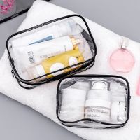 Transparent Black Zipper Makeup Bag Organizer Box Men Women Travel Clear Cosmetic Bag Waterproof Toiletry Wash Make Up Bags Case