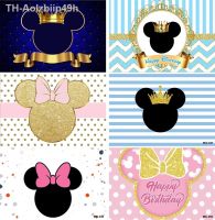 Aolzbiip49h สีชมพู Mickey Minnie ฉากหลังวันเกิด Baby Shower ทองการ์ตูนเจ้าชายเด็กการถ่ายภาพพื้นหลัง Photo Booth