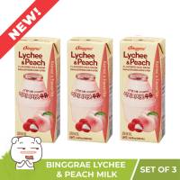 นมเกาหลีรสลิ้นจี่&amp;พีช binggrae lychee&amp;peach flavor milk (200ml x 3 boxes กล่อง)