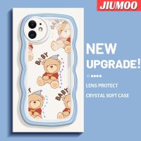 เคส JIUMOO สำหรับ iPhone 11 Pro 11 Pro Max เคสหมีลายเด็กมาคารอนโคโลร์ขอบคลื่นนุ่มเคสมือถือกันกระแทกแบบใสสร้างสรรค์กล้องป้องกันการตกหล่นเคสใหม่ซิลิกาเจลฝาครอบป้องกัน