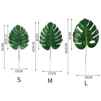 2pcs Monstera Artificial Leaves Green Simulation Palm Leaf Office Decoration