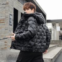 [COD] short down jacket mens 2021 winter new style trendy thickened warm hooded brand